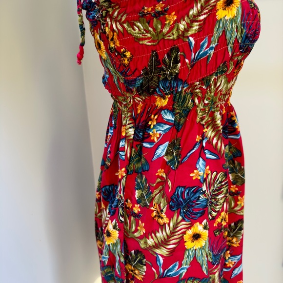 Tropical print tube top, knee length dress, size 8-10 - Picture 3 of 5